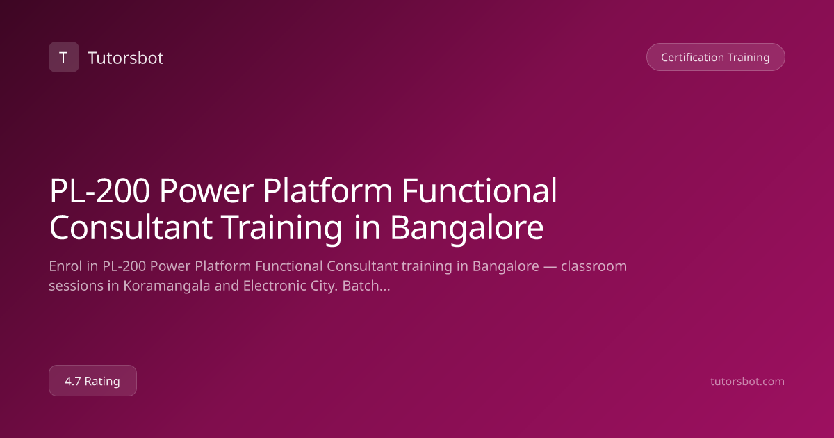 PL-200 Power Platform Functional Consultant Training in Bangalore ...