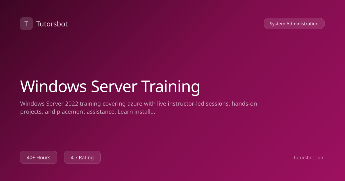 Windows Server Training - Tutorsbot